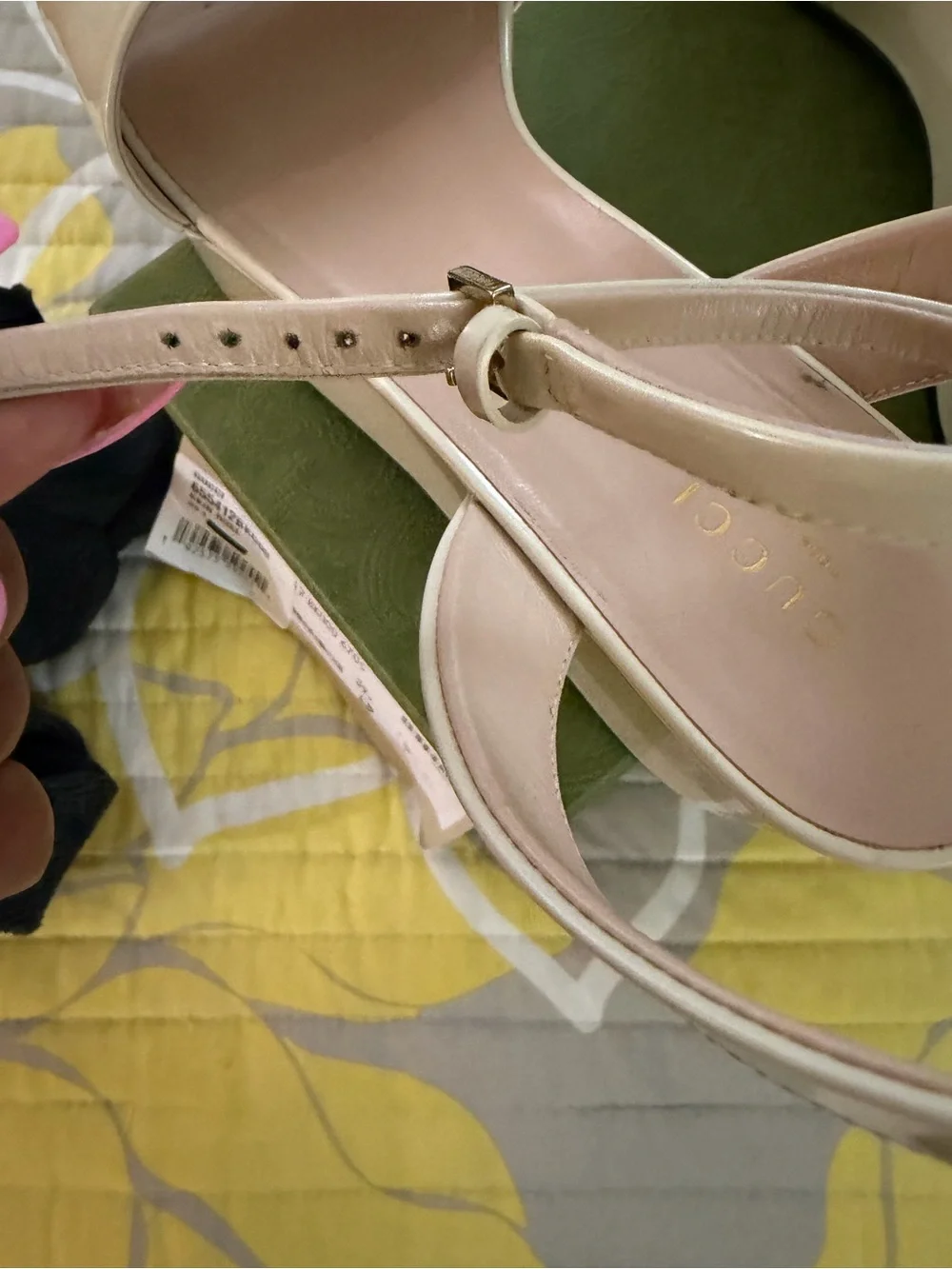 Gucci Cream Platform Sandals with Gold Horsebit